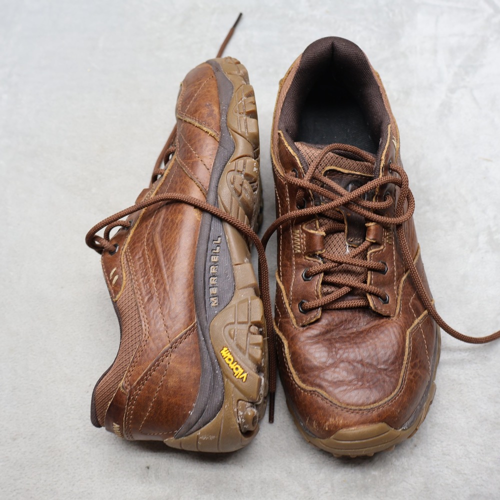 Merrell Mens 8.5 Hiking Shoes Brown Leather Moab Adventure Luna Rugged Outdoor